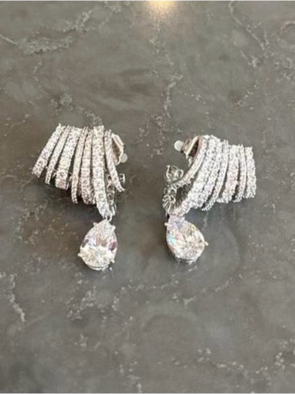 Nadri $190 STILL CURRENT Bonne Anne Cubic Zirconia Climber Earrings in Rhodium